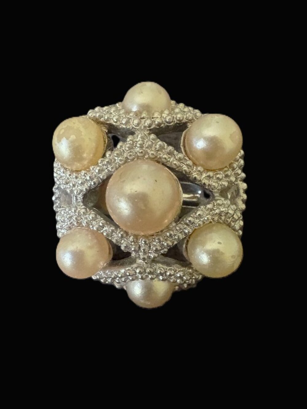 Vintage 80's Erwin Pearl Silver Clip-on Earrings EUC